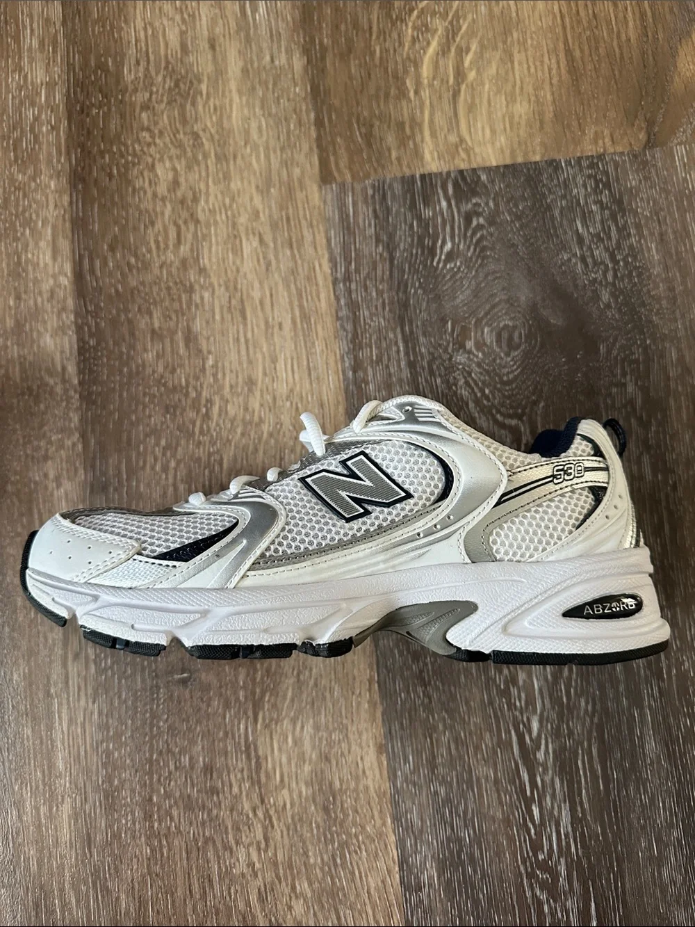 New Balance White Silver & Blue Athletic Sneakers - Picture 3 of 10
